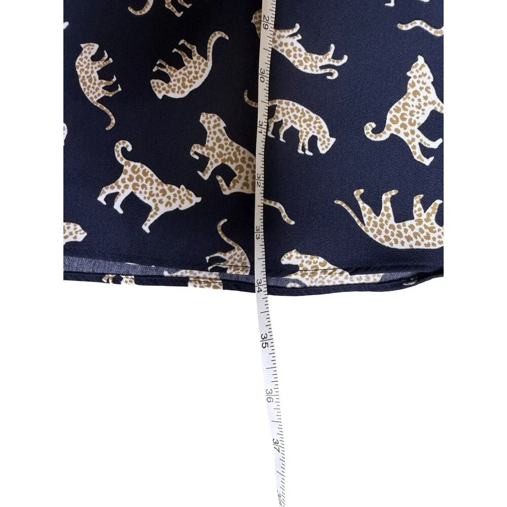 J.Crew size 6 Women’s Navy Blue Leopard Print Short Sleeve Wrap Dress